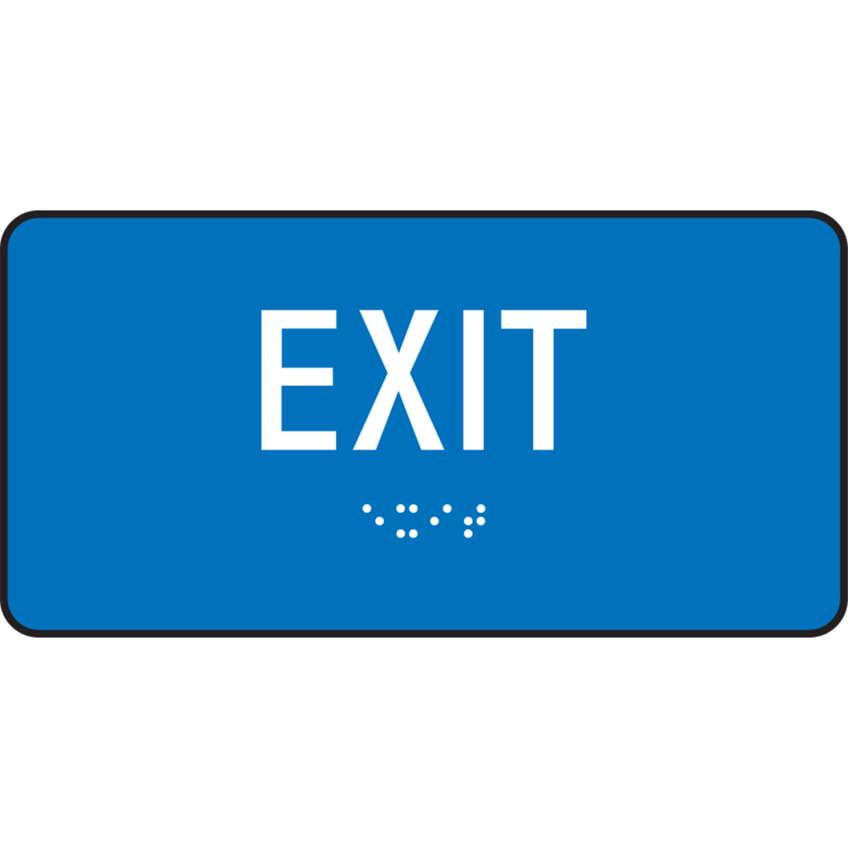 Accuform Braille Sign, Exit, 3" X 6", Plastic, Blue, PAD324BU